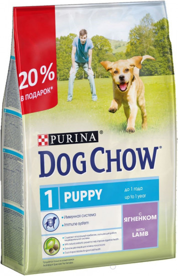 Корм для собак до 1 года Dog Chow «Ягненок» (2,5 кг + 500 г)