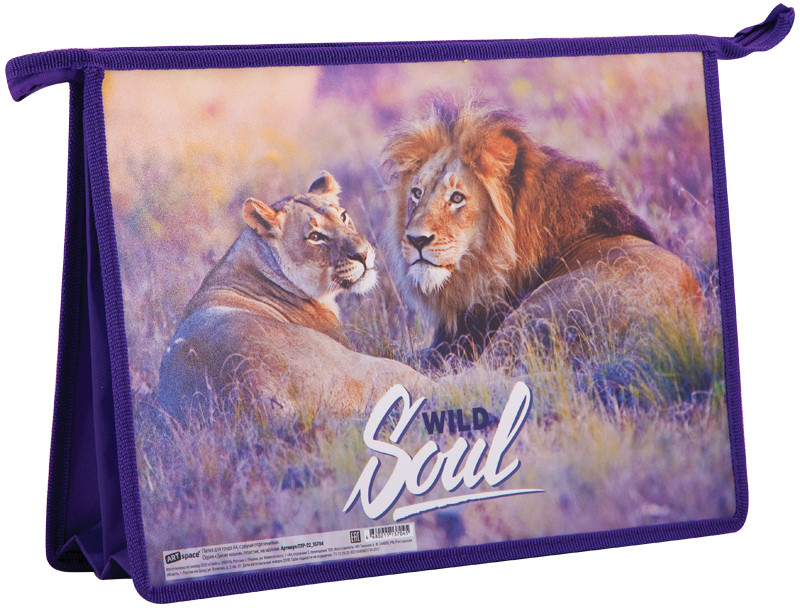 Папка для труда на молнии (2 отделения, формат А4) | Дикие кошки | ArtSpace