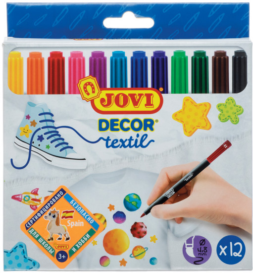 Набор фломастеров для ткани Decor textil (12 цветов)