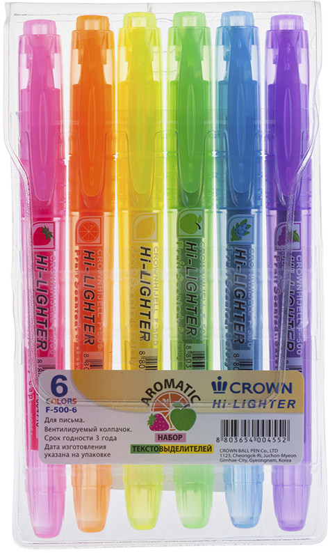 Набор текстовыделителей Aroma (6 цветов) | Multi Hi-Lighter | Crown