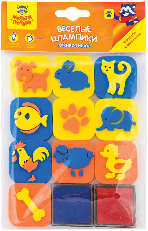 Набор штампиков для творчества «Животные» (10 шт.) | Мульти-Пульти
