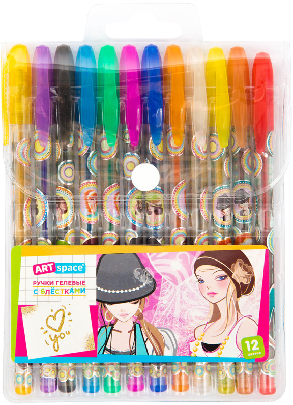 Набор гелевых ручек (12 цветов, с блестками) | Девочки | ArtSpace