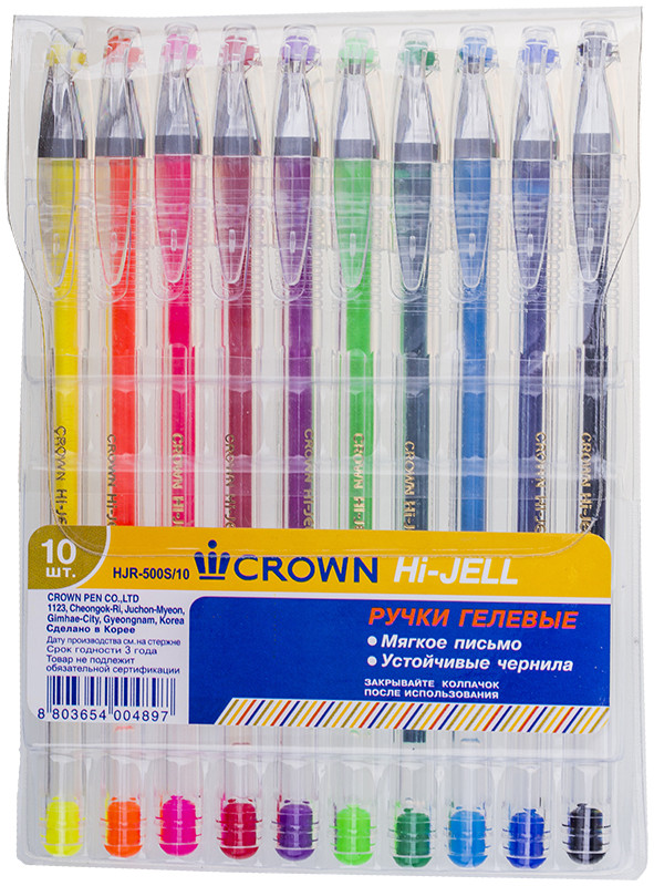 Набор гелевых ручек (10 цветов) | Hi-Jell Color | Crown