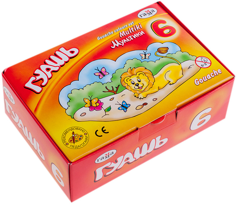 Гуашь (6 цветов, 20 мл) | Мультики | Гамма