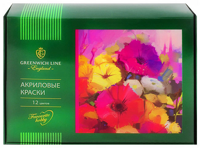 Краски акриловые (12 цветов, 20 мл) | Greenwich Line