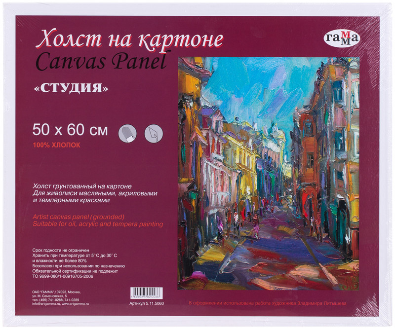 Холст на картоне (50×60 см, среднее зерно) | Студия | Гамма