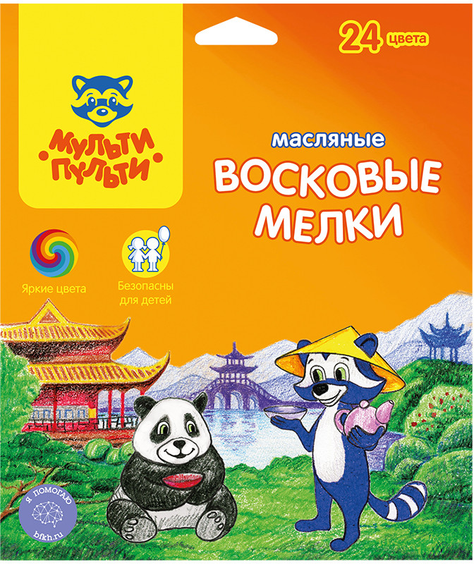 Мелки масляные (24 цвета) | Приключения Енота | Мульти-Пульти