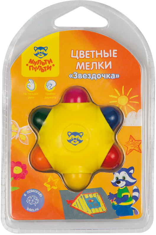 Мелки пластиковые «Звездочка» (6 цветов) | Мульти-Пульти