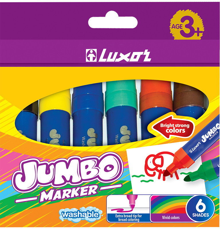 Фломастеры утолщенные (смываемые, 6 цветов) | Jumbo | Koh-I-Noor