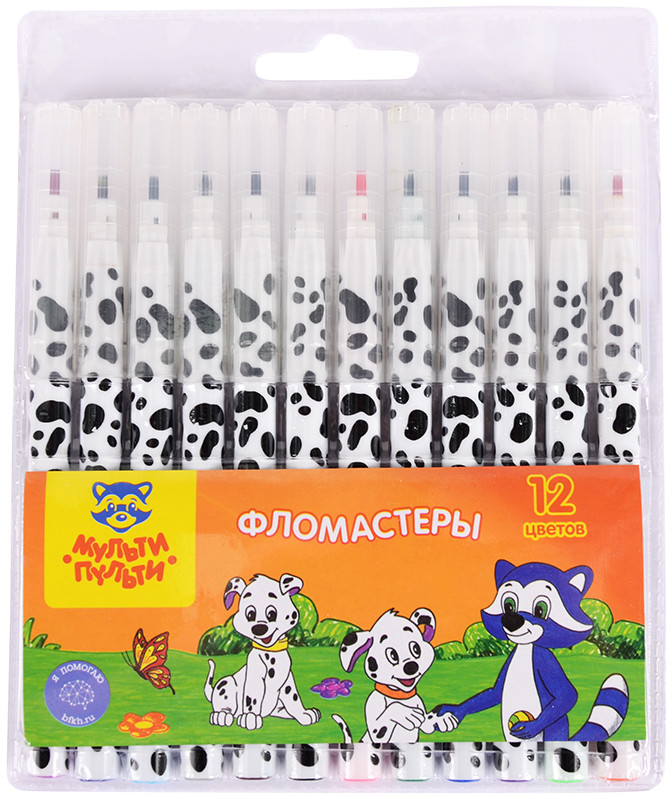 Фломастеры (смываемые, 12 цветов) | Приключения Енота | Мульти-Пульти