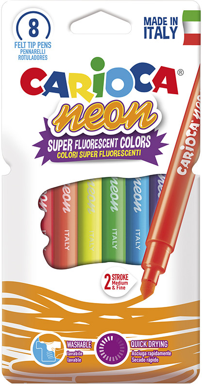 Фломастеры неоновые (смываемые, 8 цветов) | Neon | Carioca