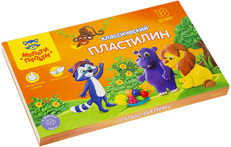Пластилин (18 цветов, стек) | Приключения Енота | Мульти-Пульти