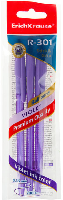 Набор шариковых ручек «Violet Stick&Grip» (3 шт.) | Erich Krause