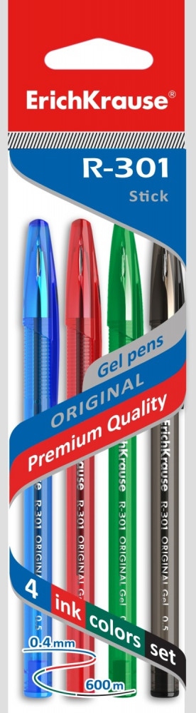 Набор гелевых ручек «R-301 Original Gel» (4 шт.) | Erich Krause