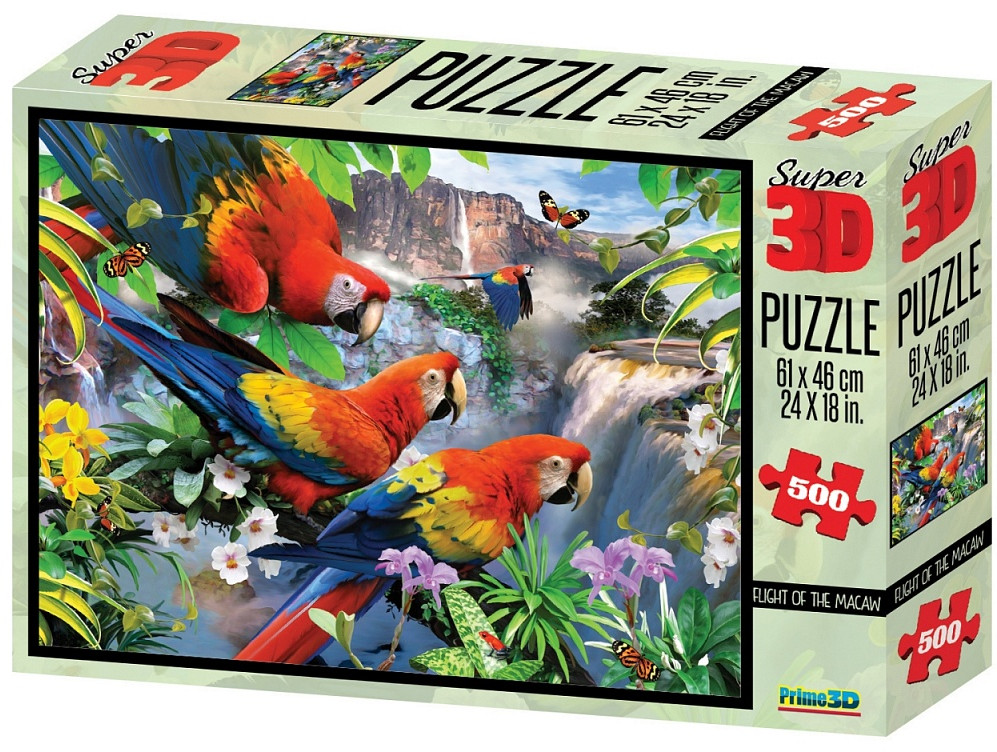 Стерео-пазл «Полет ара» (500 элементов) | Howard Robinson 3D | Prime 3D
