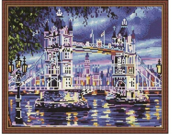 Картина мозаикой с нанесенной рамкой «Тауэрский мост» (40×50 см, 30 цветов)