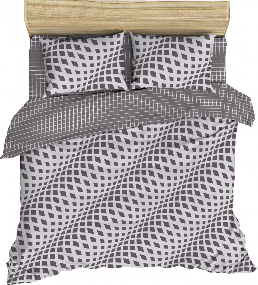 Комплект постельного белья «Рельефные волны» (арт. 7652/1, евро, бязь, 2 наволочки 70×70) | Серебряная | Василиса