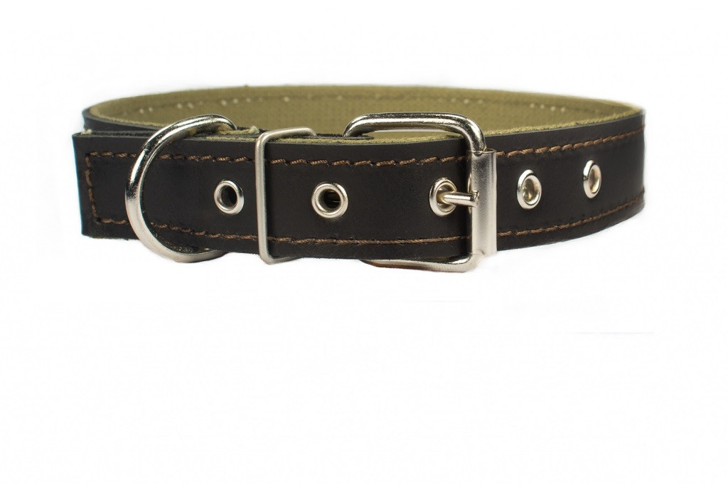 Ошейник для собак (брезентовый на коже, 53-65×3 см) | Yami-Yami