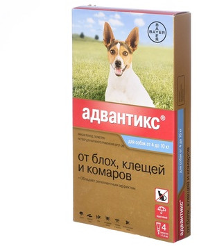 Капли для cобак «Адвантикс» от блох, клещей (4-10 кг, 4 пипетки)