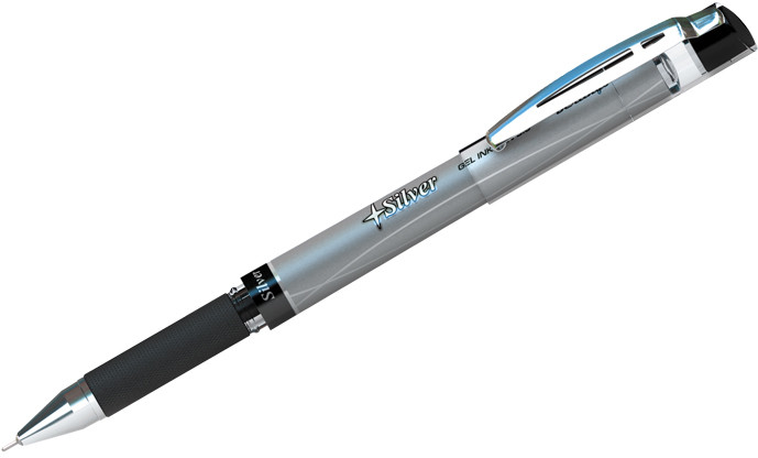 Ручка гелевая (черная, грип, игольчатый стержень) | Silver | Berlingo