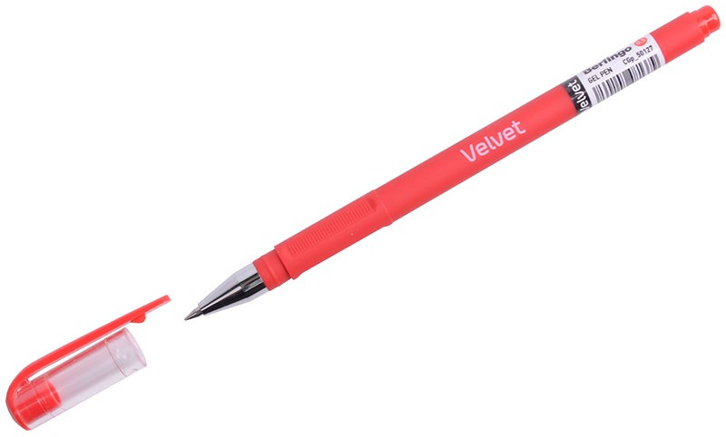 Ручка гелевая (красная,прорезиненный корпус) | Velvet | Berlingo