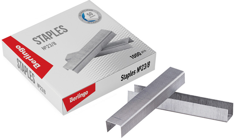 Скобы для степлера №23/8 (1000 шт.) | Berlingo