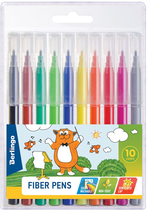 Фломастеры (смываемые, 10 цветов) | Жил-был кот | Berlingo