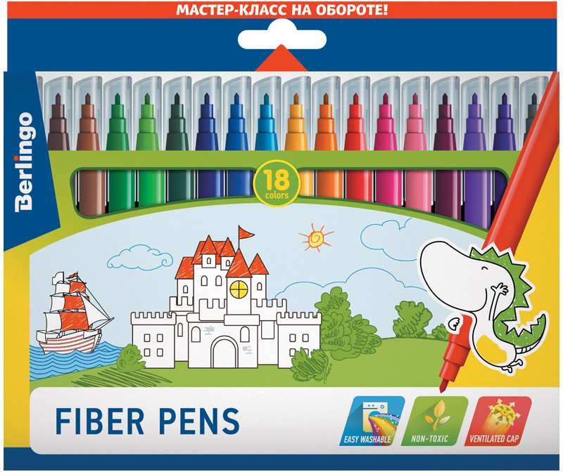 Фломастеры (смываемые, 18 цветов) | Замки | Berlingo