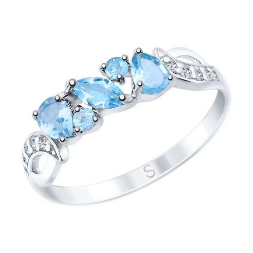 Кольцо из серебра с топазоми и фианитами | SOKOLOV