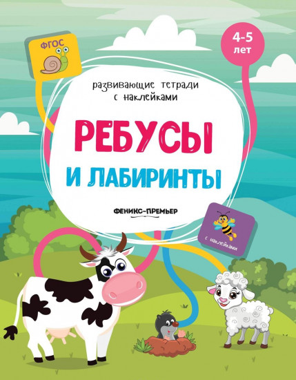 Ребусы и лабиринты. Книжка с наклейками. ФГОС