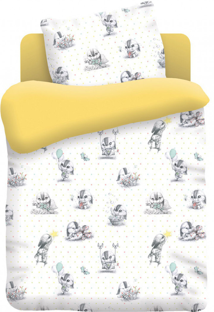 Детский комплект постельного белья «Зайчата» (арт. 8816-1, 1-спальный, поплин, 1 наволочка 40×60) | Непоседа
