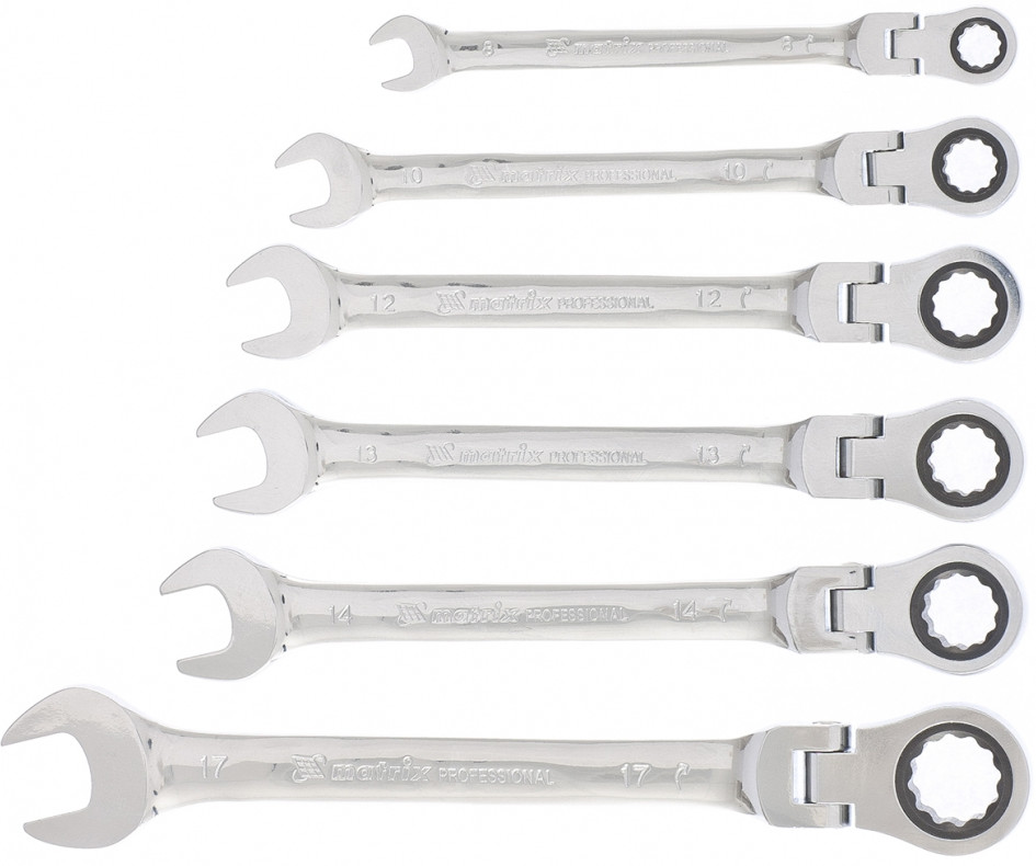 Набор ключей комбинированных, трещеточных шарнирных (6-17 мм, 6 шт.) | Matrix MTX