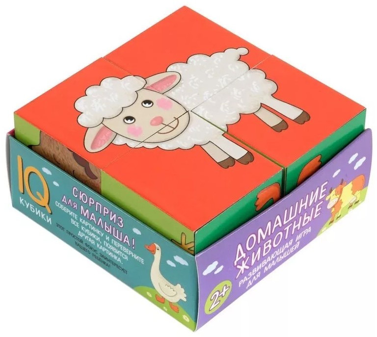 Кубики «Домашние животные» (4 шт.) | IQ Кубики