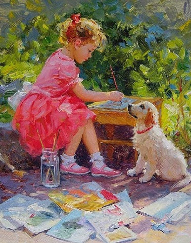 Набор для раскрашивания по номерам на холсте «К. Разумов. Маленькая художница» (40×50 см) | Картины по номерам на холсте | Molly