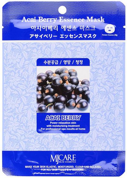 Маска для лица тканевая с экстрактом ягод асаи | Essence mask | Mijin