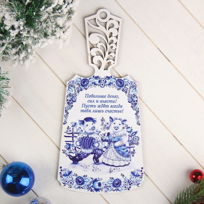 Доска разделочная «Свинки. Гжель»