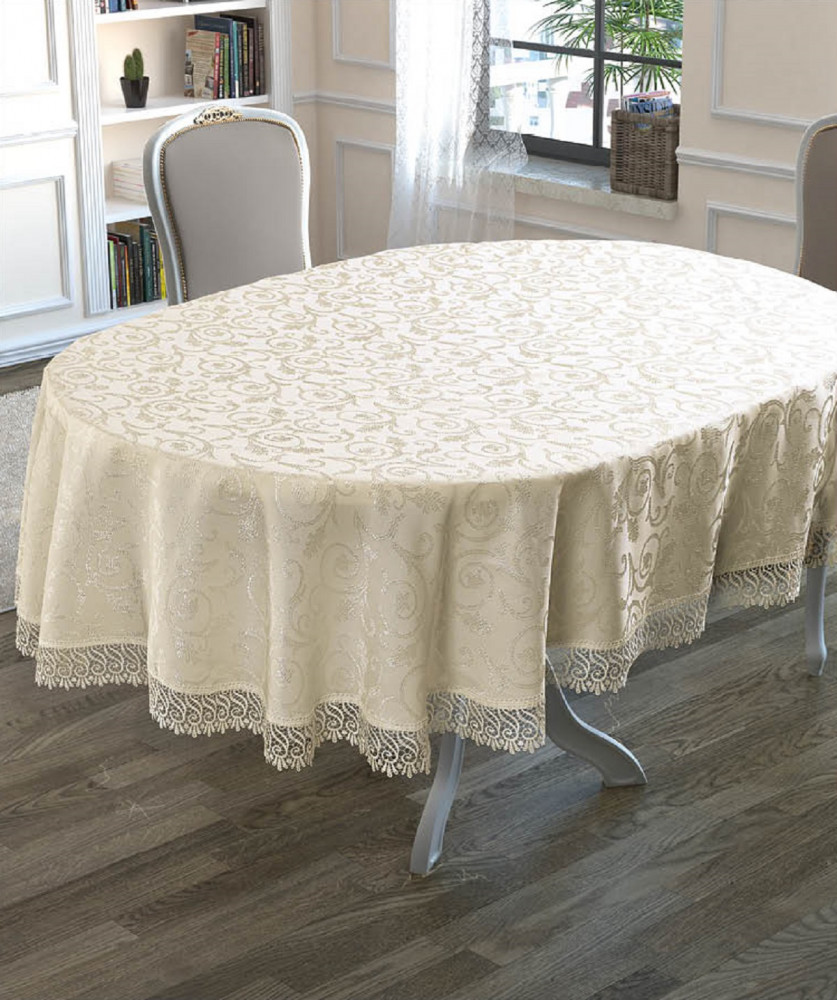Скатерть овальная с гипюром | KDK | Karna