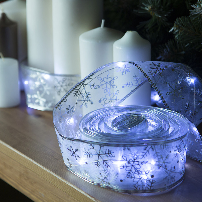 Гирлянда-лента «Снежинки серебристые» | Decor | Luazon