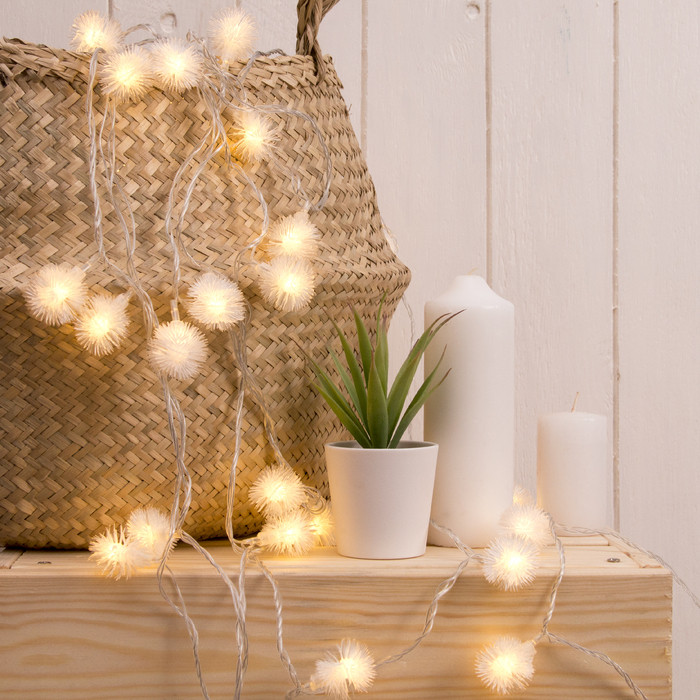 Гирлянда с насадками «Ежики белые» | Decor | Luazon