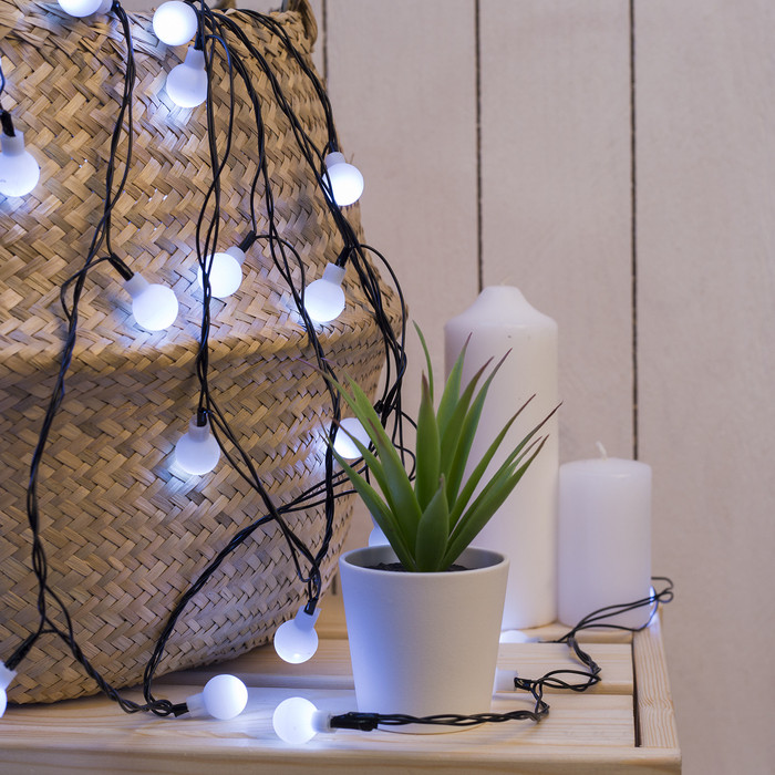 Гирлянда с насадками «Шарики белые» | Decor | Luazon