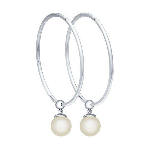 Серьги конго из серебра с жемчугом | SOKOLOV