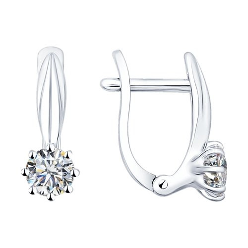 Серьги из серебра с фианитами | SOKOLOV