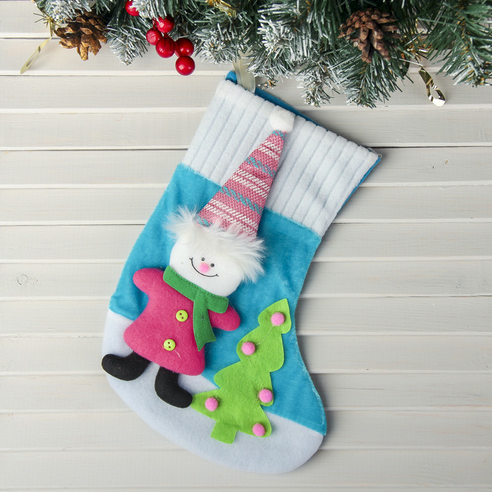 Носок для подарков «Яркий праздник», снеговик | Зимнее волшебство