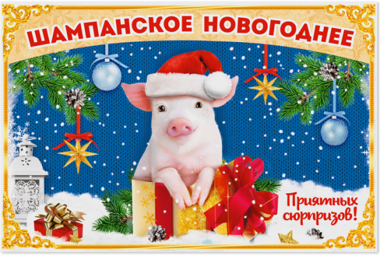 Наклейка на бутылку «Шампанское новогоднее»