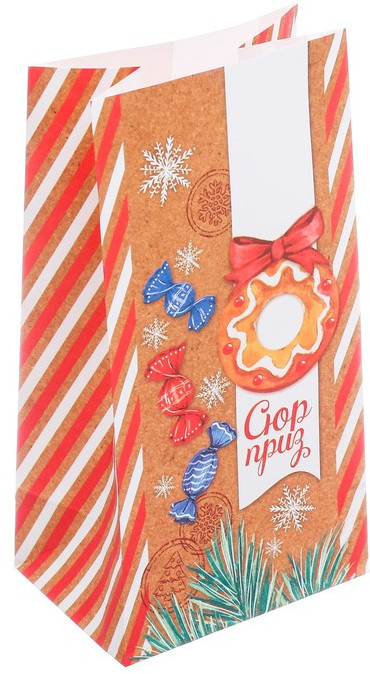 Пакет подарочный без ручек «Сюрприз» | Новогодние пакеты без ручек | Дарите Счастье