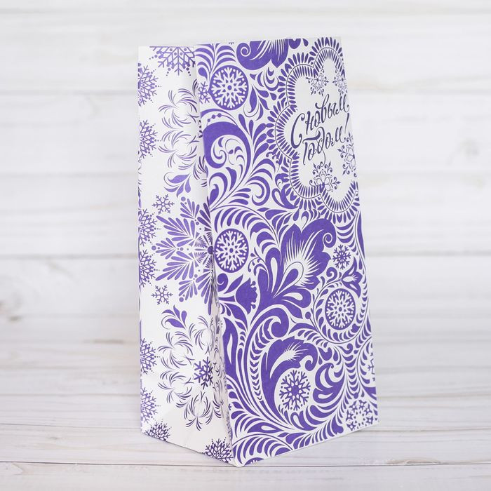 Пакет подарочный без ручек «Узоры» | Новогодние пакеты без ручек | Дарите Счастье