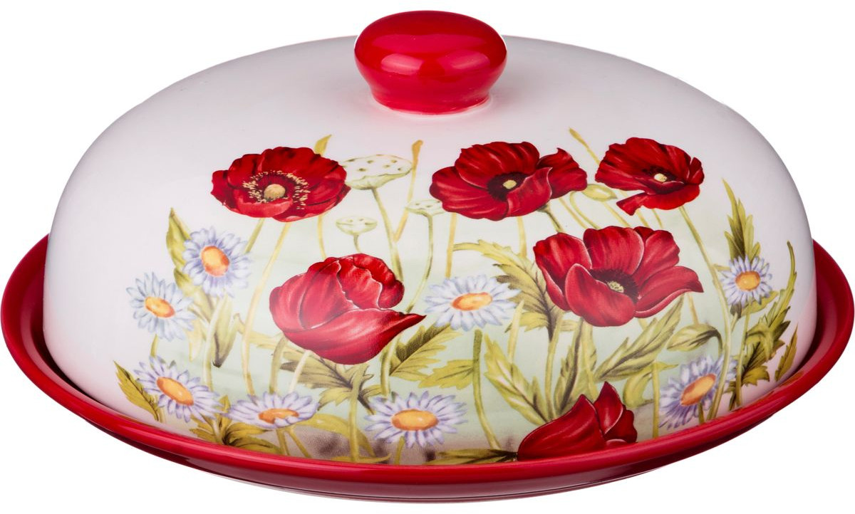 Блюдо для блинов с крышкой «Полевые маки» | Полевые маки | Agness