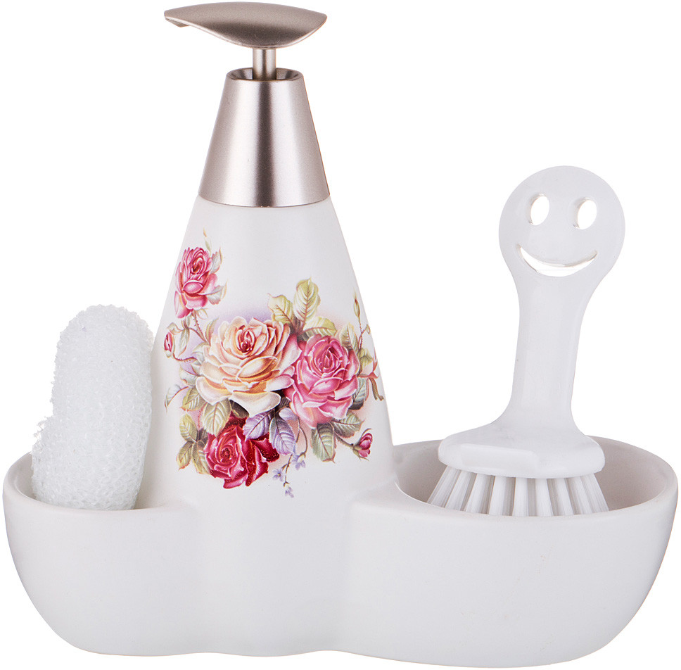 Дозатор для моющего средства с губкой и щеткой (500 мл.) | Lefard