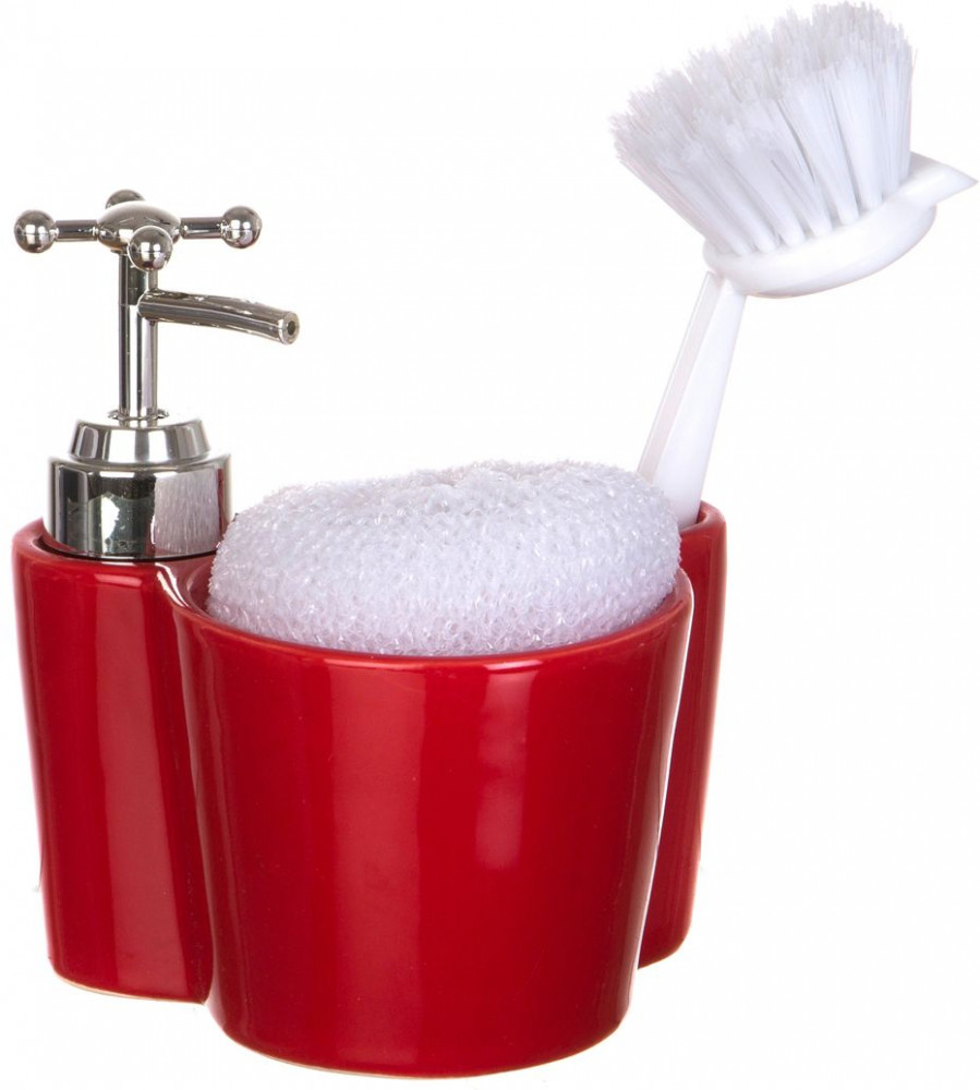 Дозатор для моющего средства с губкой и щеткой (300 мл.) | Lefard