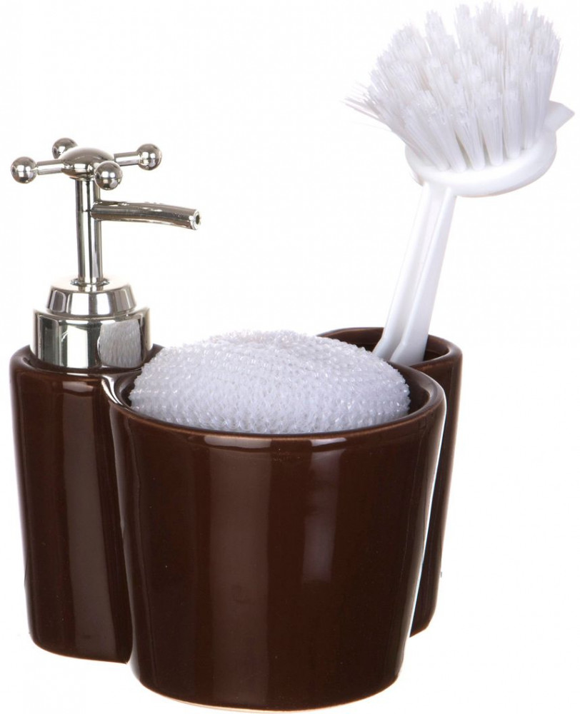 Дозатор для моющего средства с губкой и щеткой (300 мл.) | Lefard